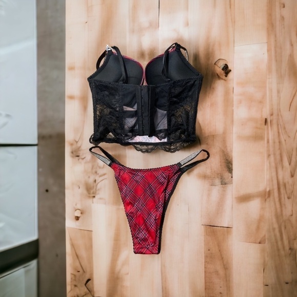 2 pc Victoria’s Secret Bombshell Add 2 Cups Rhinestone corset +matching … - Picture 9 of 10